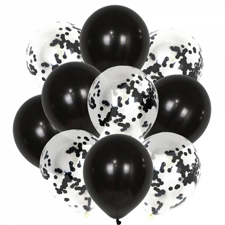 Set of Black Confetti balloons