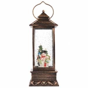 Lantern waterspinning,snowman LED-Antic brown - flowers delivery Dubai