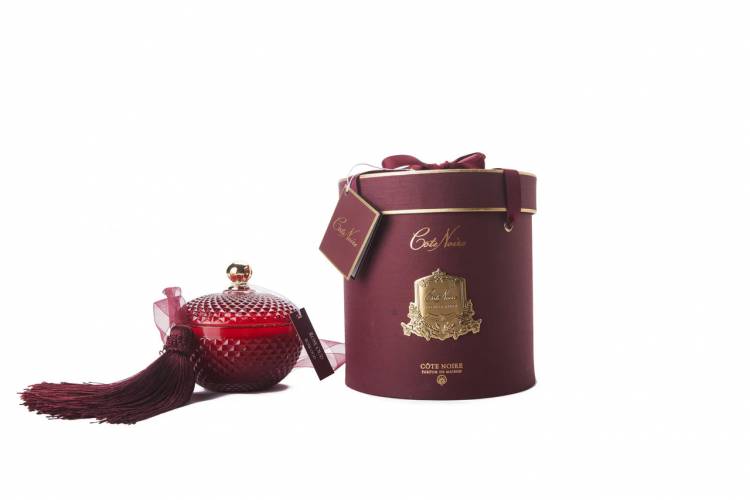 Scented candle Round Art Deco Candle - Red & Gold 300 g