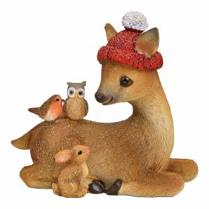 Deer lying, with glitter, brown, 10x10x5cm - flowers delivery Dubai