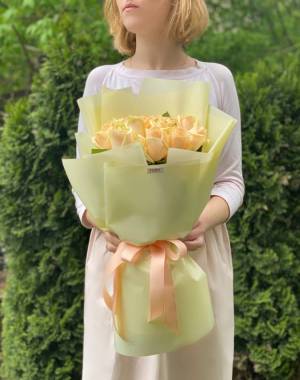 Bouquet of 15 Peach Roses - flowers delivery Dubai