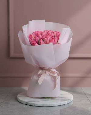 Bouquet of 51 Pink Tulips - flowers delivery Dubai