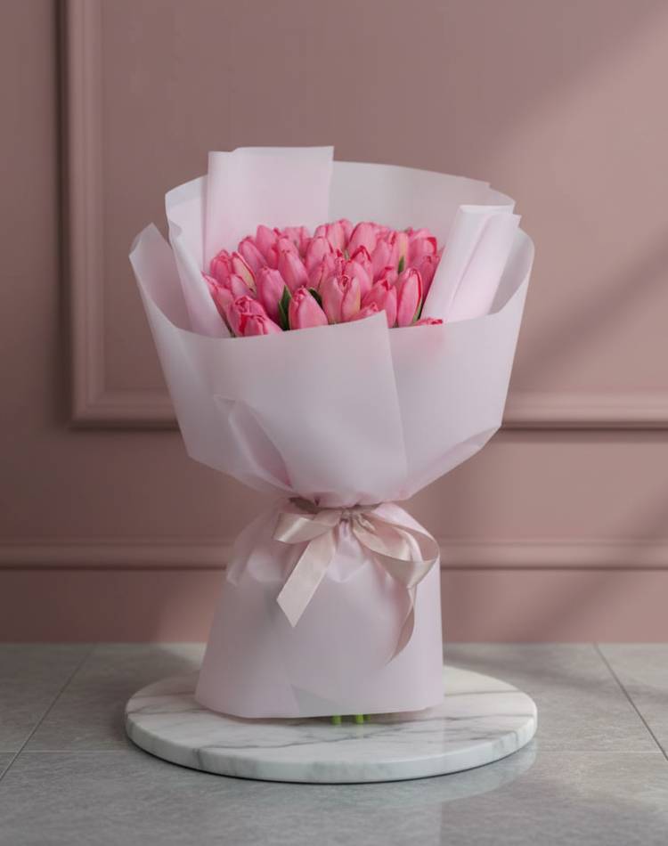Bouquet of 51 Pink Tulips