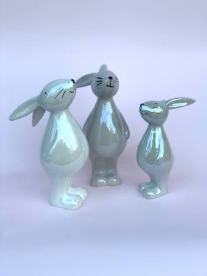 Statuette Bunny gray/white ceramic 8*13*5 cm - flowers delivery Dubai
