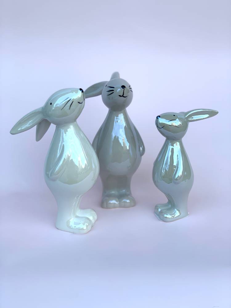 Statuette Bunny gray/white ceramic 8*13*5 cm