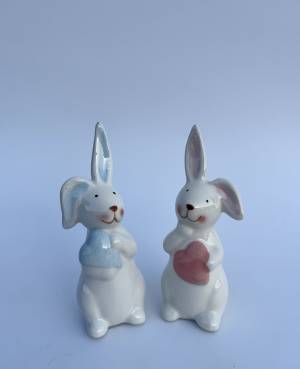 Bunny with a heart ceramic white 4*10*4 cm - flowers delivery Dubai