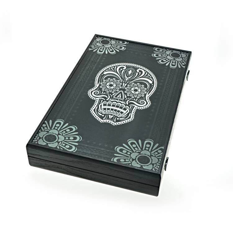 Backgammon handcrafted wooden Day of the Dead