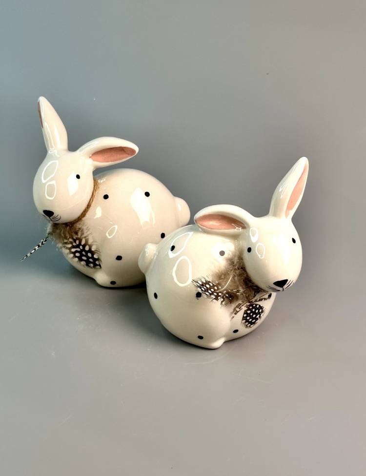 Bunny with feathers ceramic 12*14*9 cm