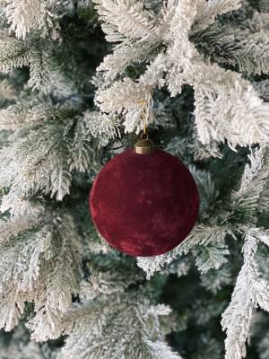 Christmas ball burgundy velvet, 12 cm - flowers delivery Dubai