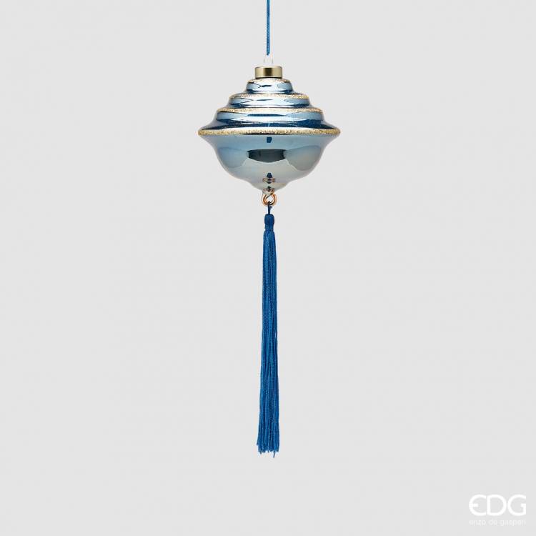 Christmas ball Diamond-shaped with a blue tassel, 11 cm