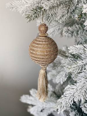 Christmas ball cream with tassel, 10 cm - flowers delivery Dubai