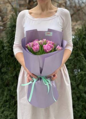 Bouquet of 15 lilac-pink peony tulips - flowers delivery Dubai