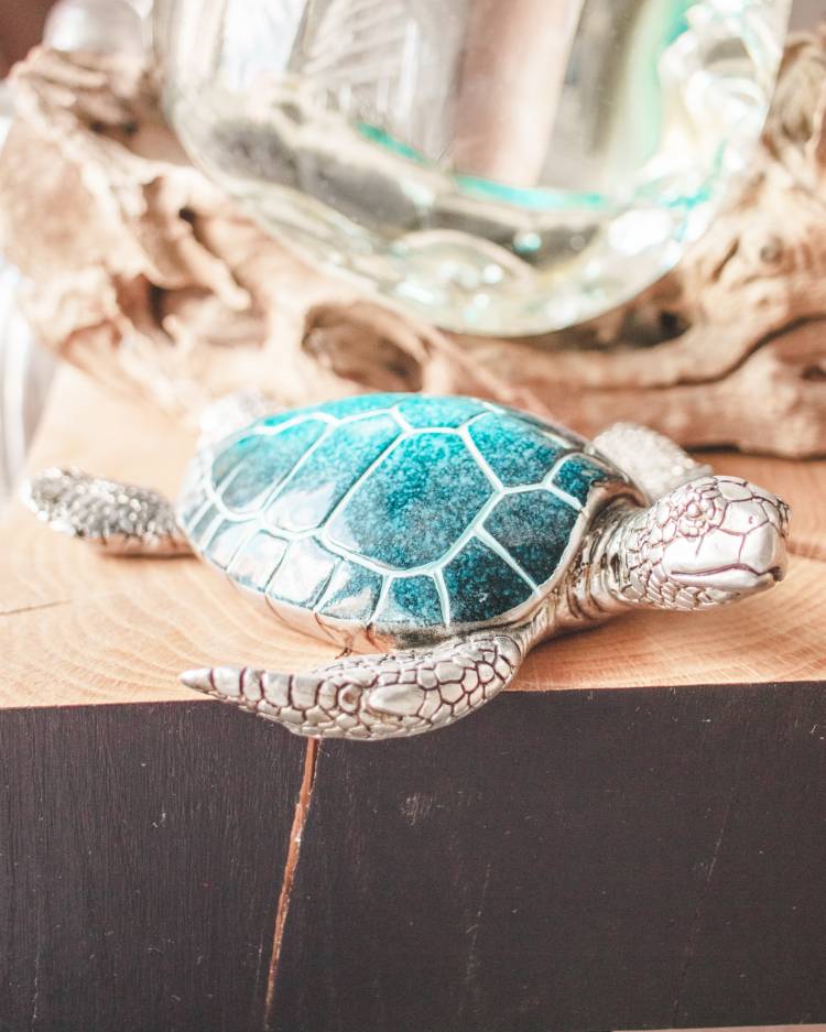 Statuette Turtle Josie blue/silver 18 cm