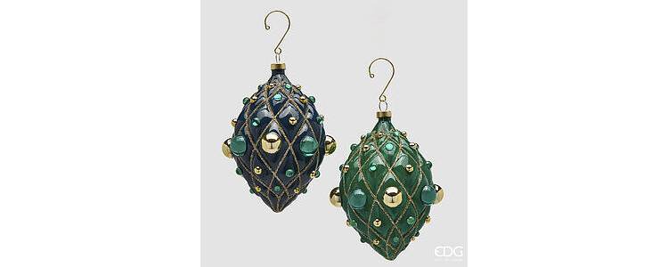 Christmas ball DROP with beads Addobbo Fuso decoperle  D.15 2 ass