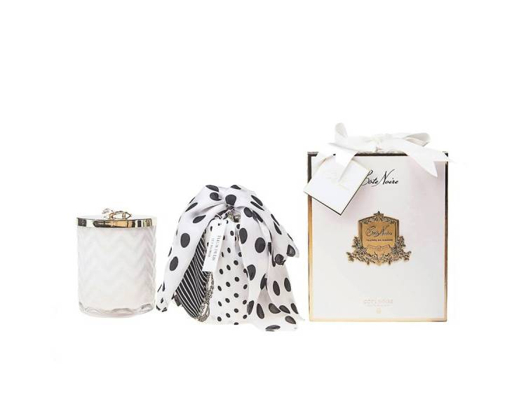 Scented candle White with scarf GOLD, 450 g