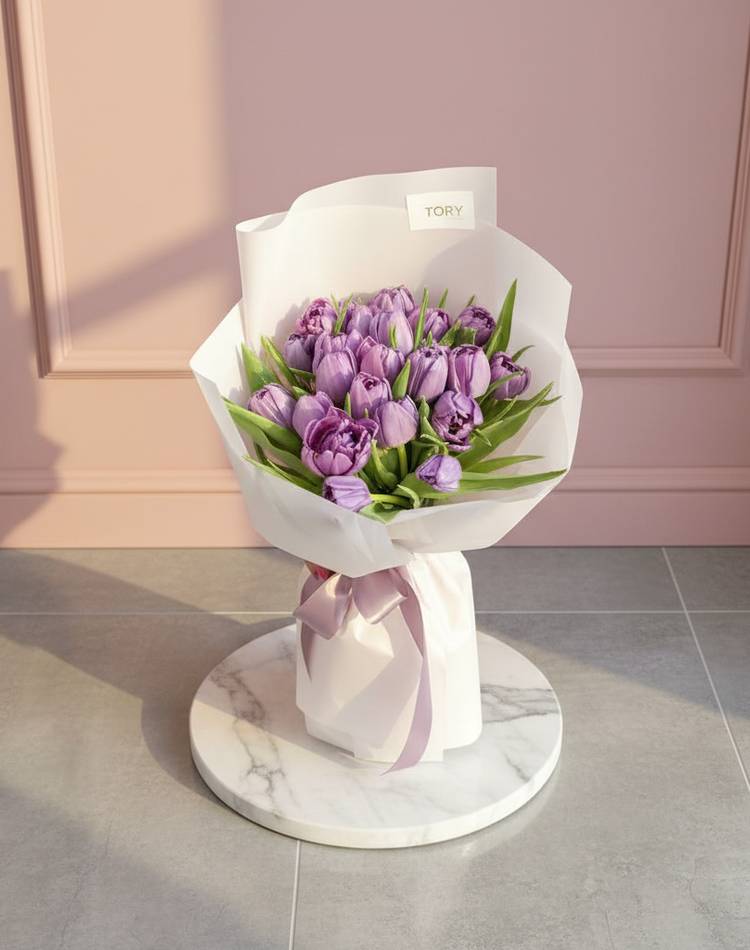 bouquet 25 lilac peony tulips