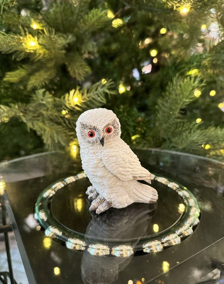 Snow owl, polyresin, white, asst. 7x8x5cm