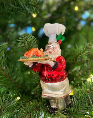 Christmas toy glass Santa chef, red/white, 15 cm - flowers delivery Dubai