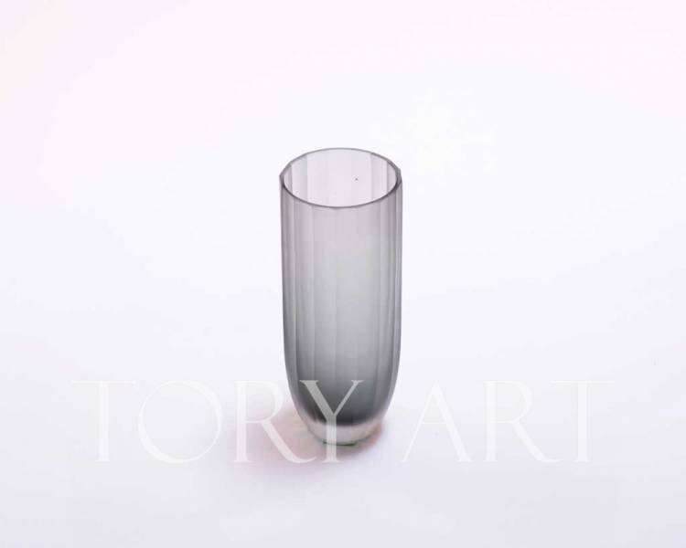 Vase cylinder gray glass, 17 cm