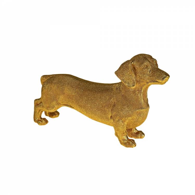 Dachshund figure w. rhinestones, gold