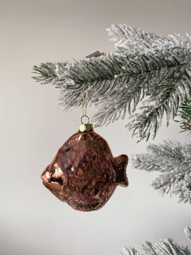 Christmas tree decoration glass Pink fish assorted, 10 cm