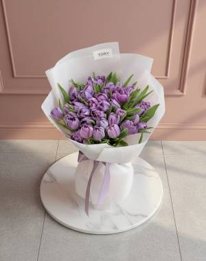 Bouquet of 35 lilac-pink peony tulips - flowers delivery Dubai