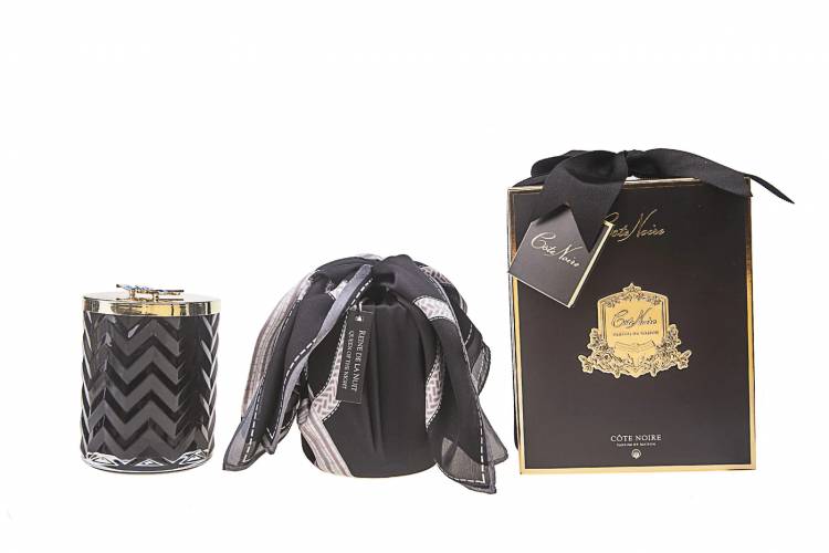 Scented candle Black with scarf GOLD, 450 g