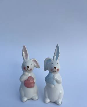 Bunny with a heart ceramic white 4*10*4 cm - flowers delivery Dubai