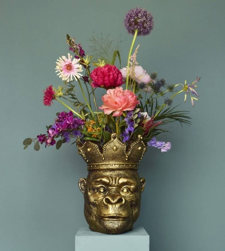 Monkey planter head Kong, gold