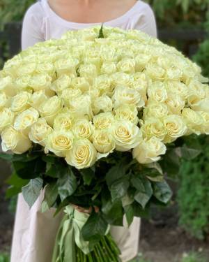 Bouquet of 101 import white roses 80 cm - flowers delivery Dubai
