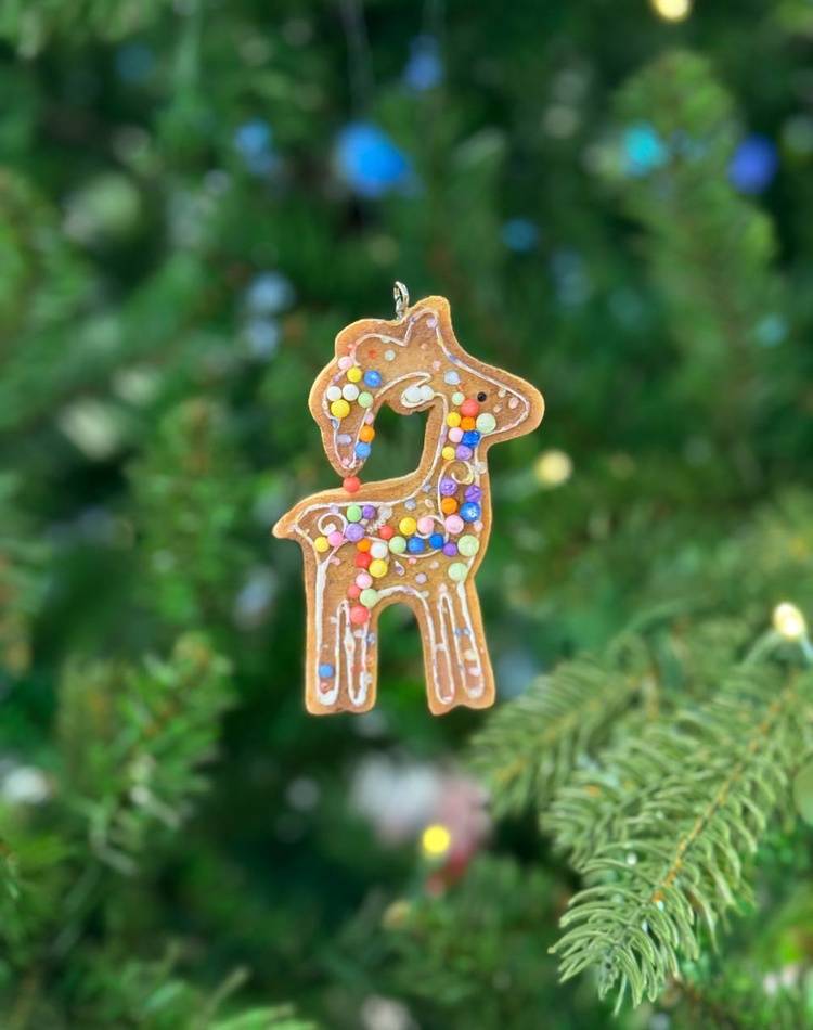 New Year's pendant gingerbread Santa/deer assorted. 2D, 8.5 cm