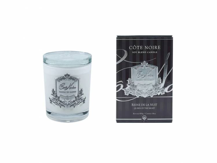 Scented candle Queen of the night - White & SILVER 450g