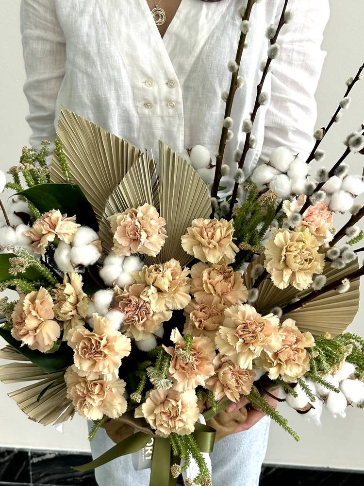 Flowers in a velvet bag 