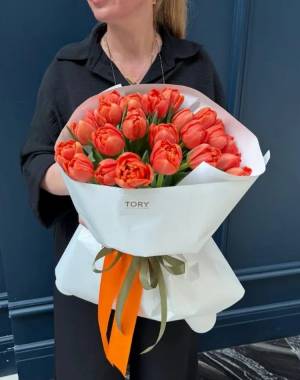 A bouquet of 25 orange peony tulips - flowers delivery Dubai