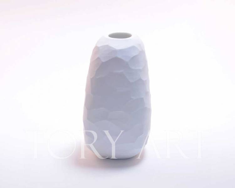 Vase Scales white glass, 16 cm