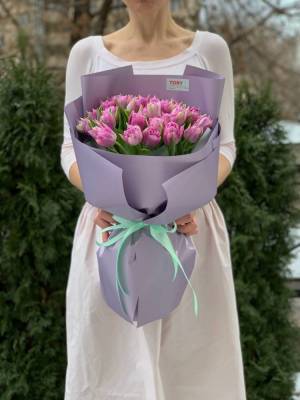 Bouquet of 35 lilac-pink peony tulips - flowers delivery Dubai