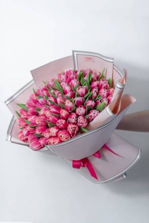 Букет 101 розовый пионовидный тюльпан - flowers delivery Dubai