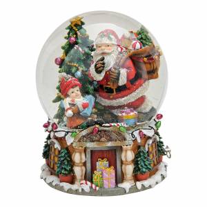 Music box/snowglobe santa poly /glass 20x16 cm - flowers delivery Dubai