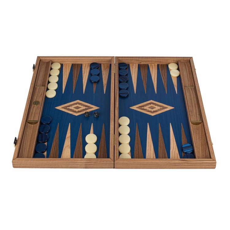 Backgammon Handmade American Blue Walnut Inlaid  with Walnut & Oak points with Side racks 48x30cm