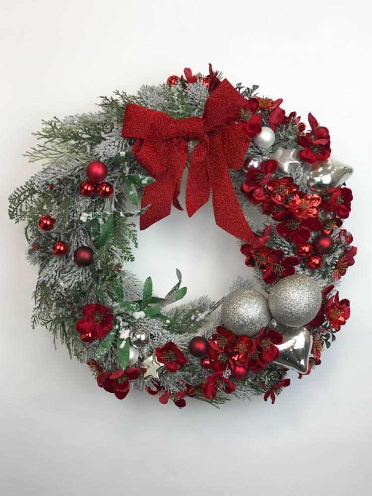 Christmas wreath with bow "Red gold"