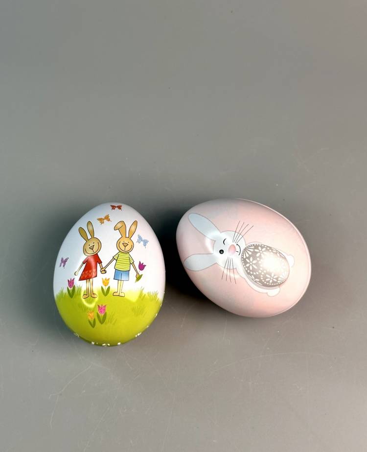Metal egg merry rabbit 60x52x53 mm, piece