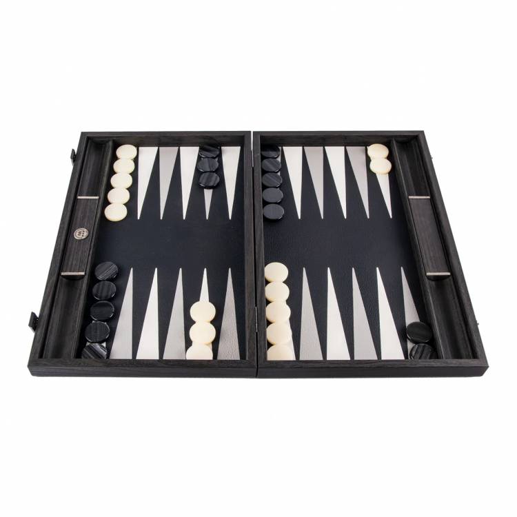 Backgammon Handmade Classic Black Inlaid Leatherette  with Sideracks 48x30cm