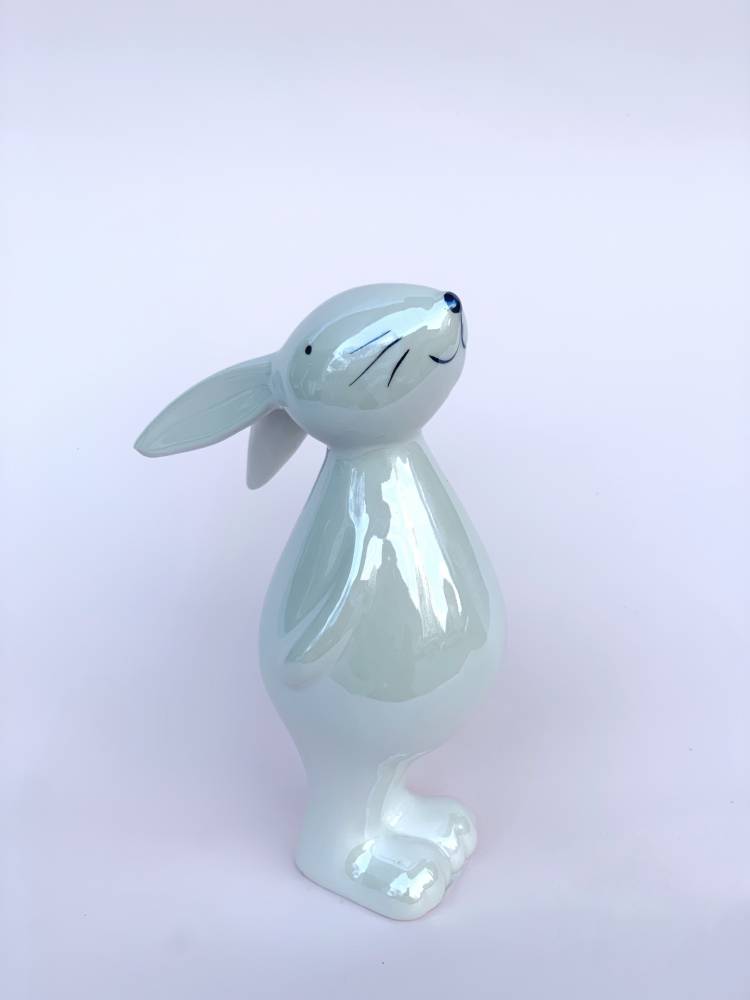 Statuette Bunny gray/white ceramic 8*13*5 cm